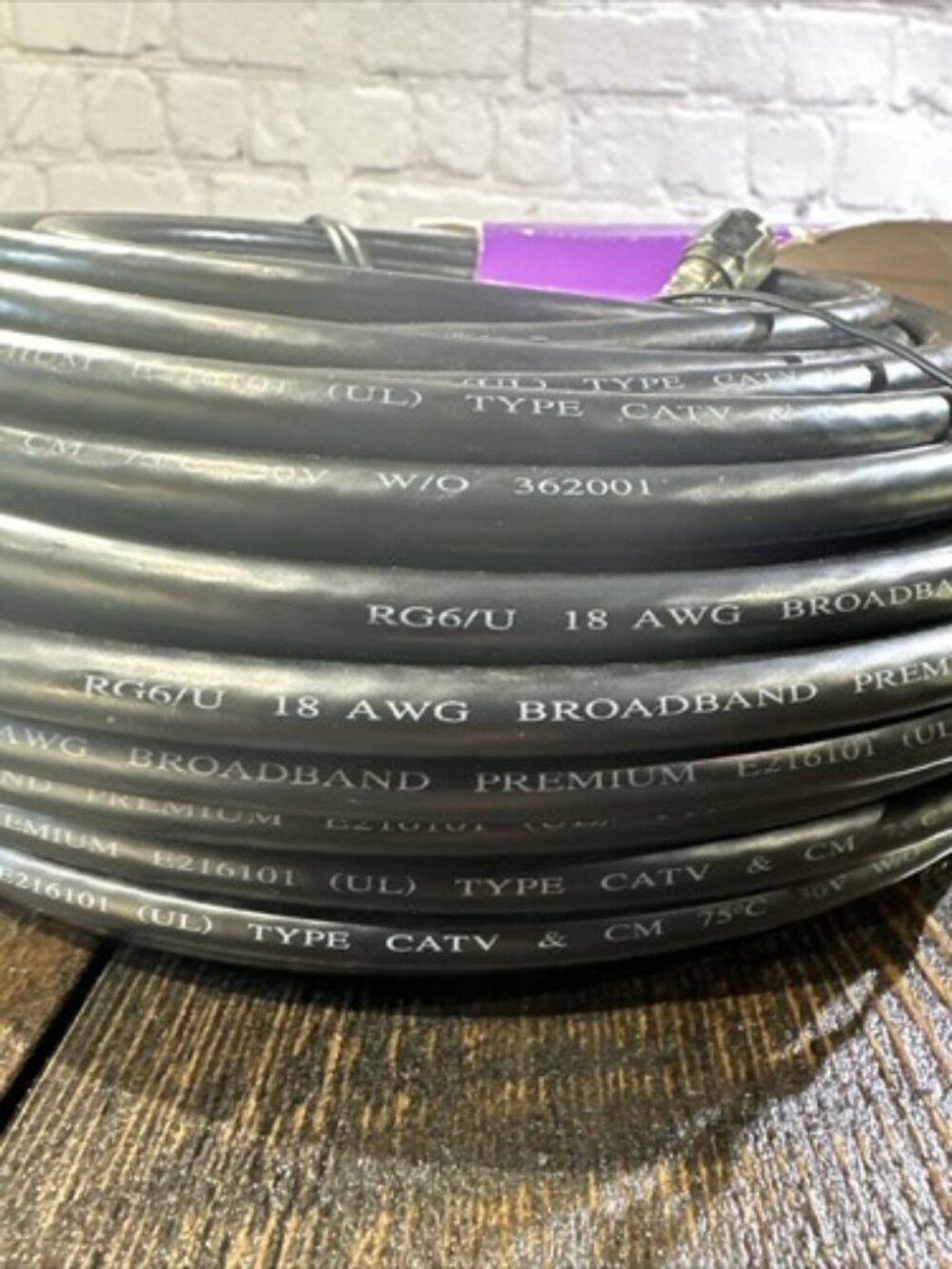 Digital Satellite Coaxial Cable Tv VCR RCA Subwoofer CL2 Cable RG6/U 75ohm 100ft - Picture 5 of 5
